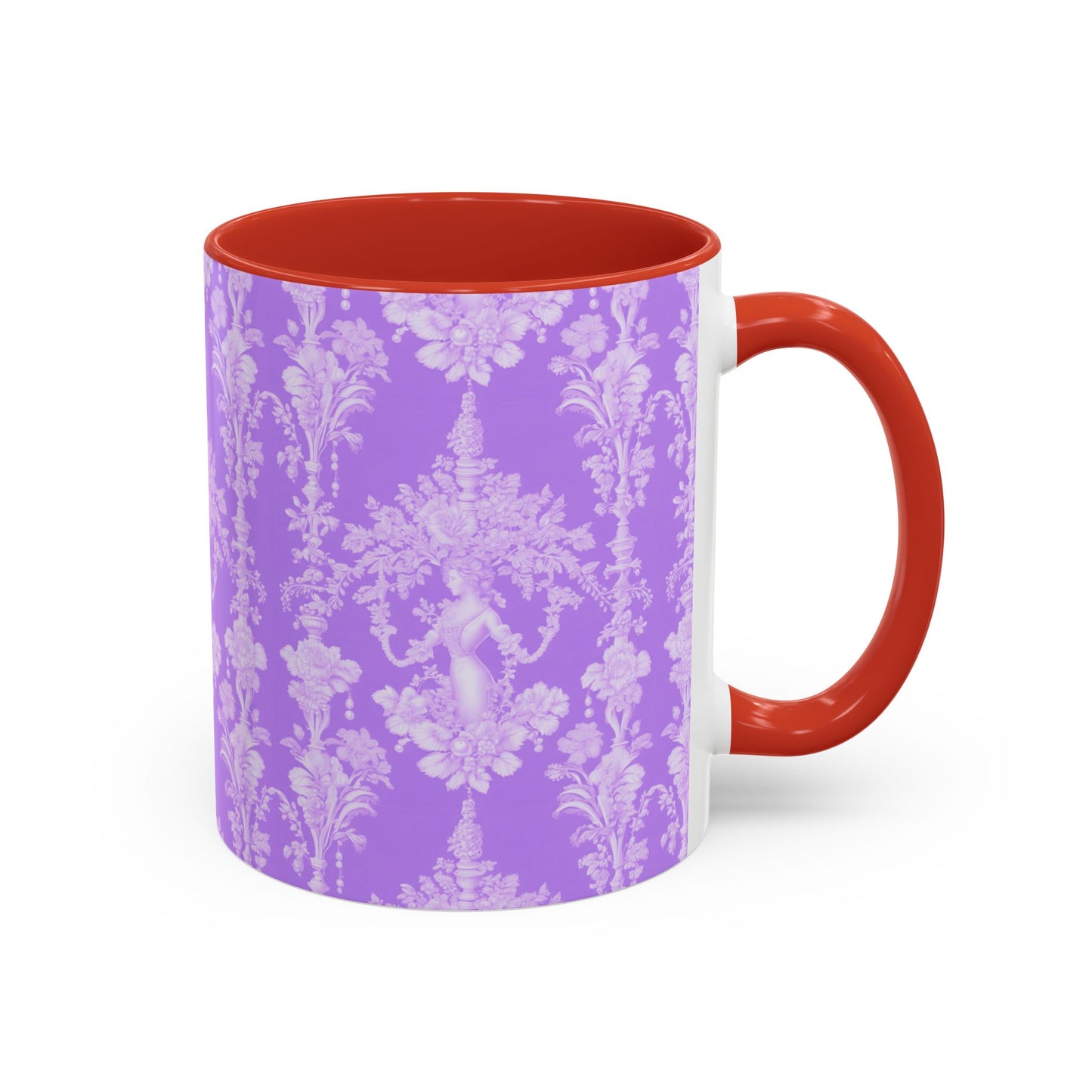 Accent Coffee Mug (11, 15oz), Pearl Lady Toile/Lavender Repeat, Various Colors