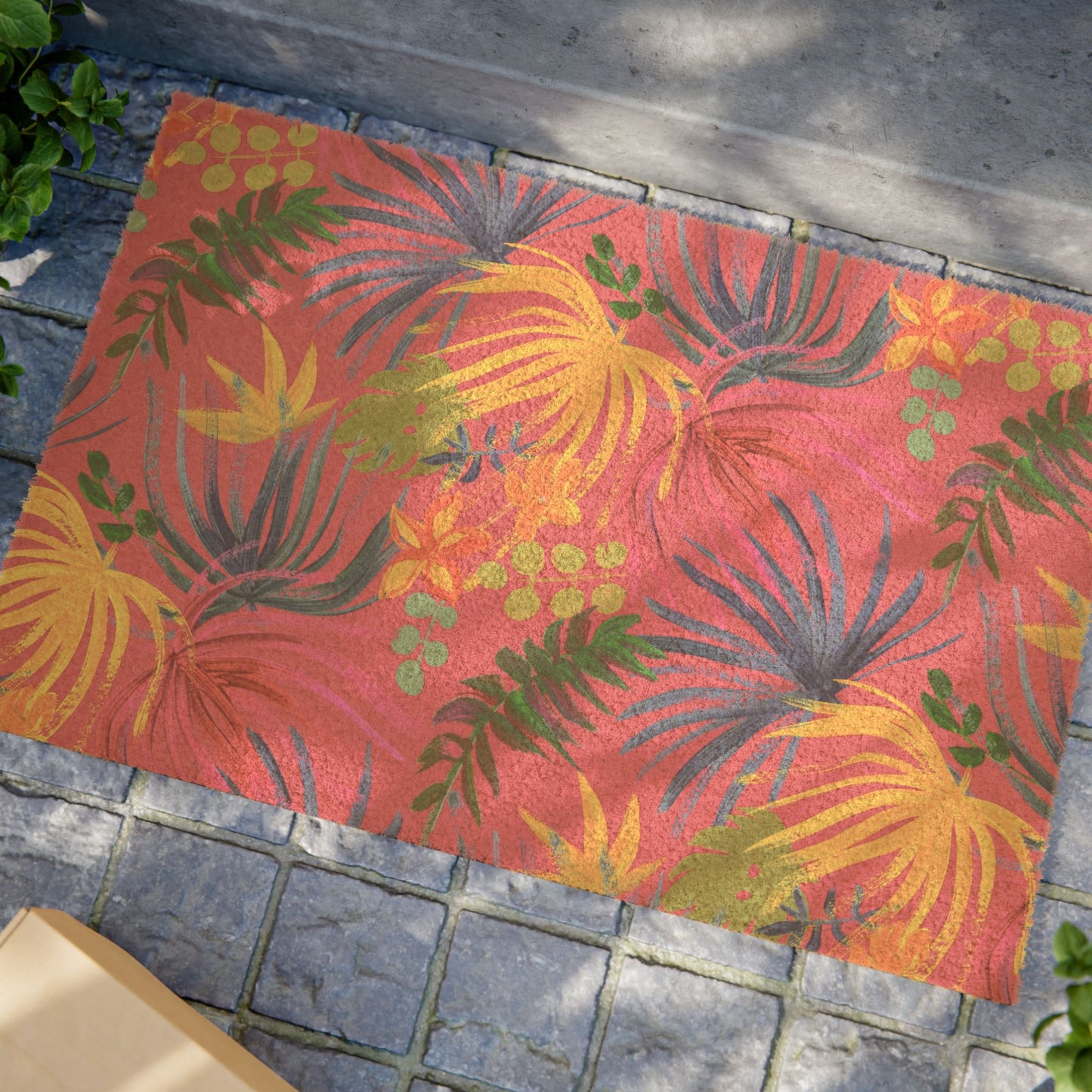 Tropical Doormat - Coconut Fiber Entrance Mat / Exotic Flora