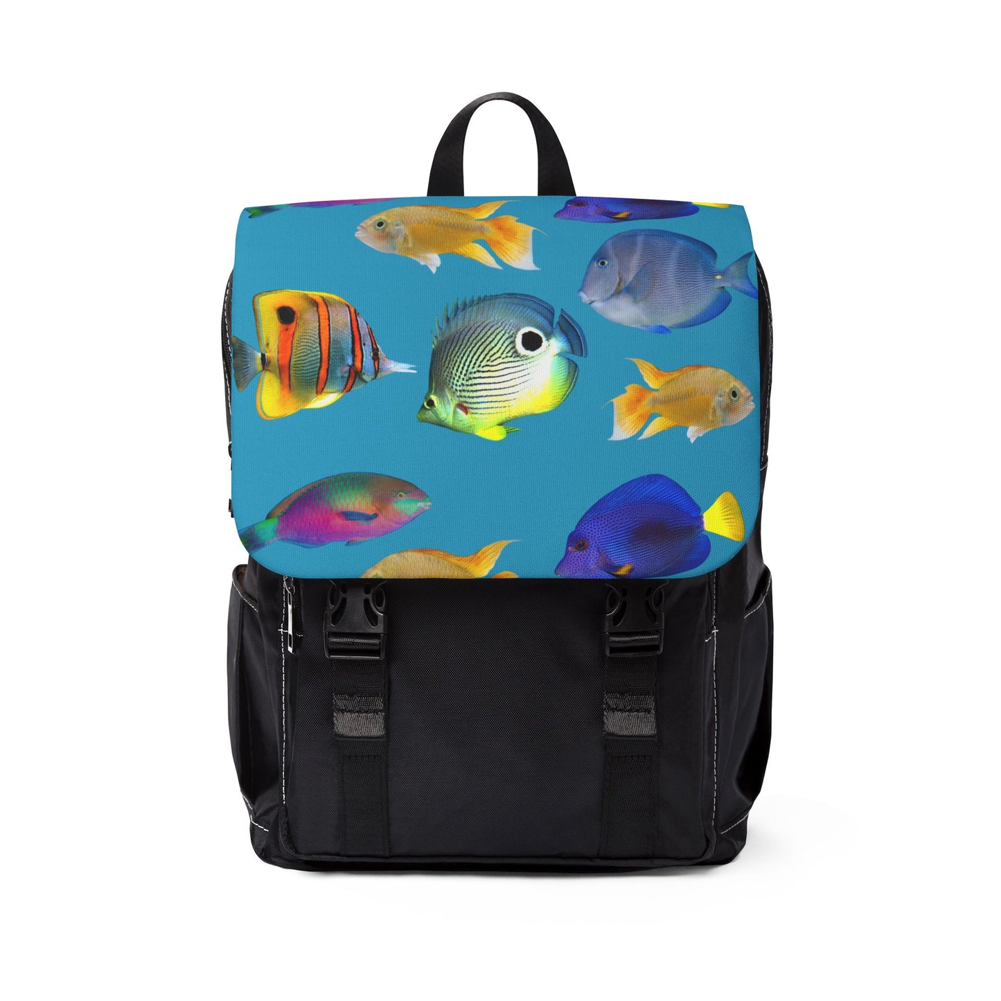 Tropical Casual Backpack - Perfect for Everyday Adventures / School of Fish, Turquoise