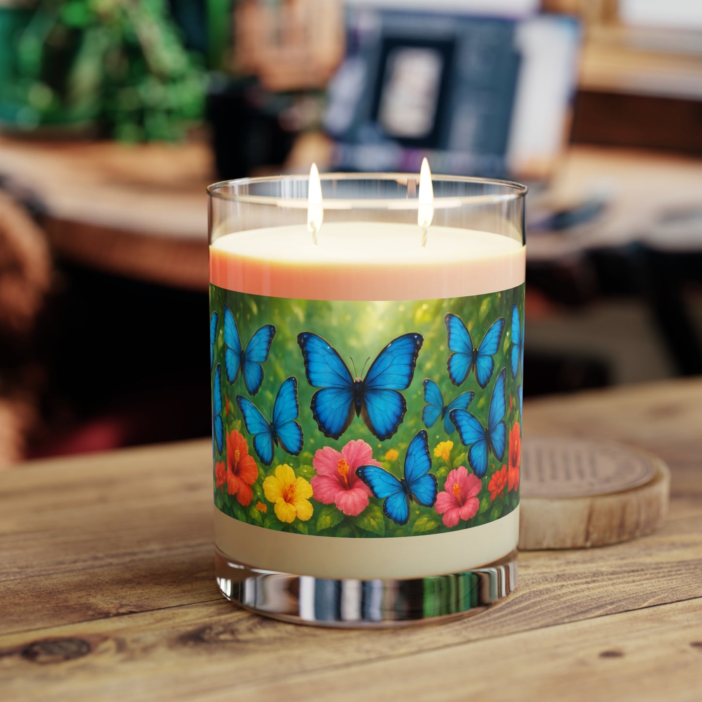 Morph Butterflies Flight Scented Candle - 11oz Full Glass, Tropical Decor