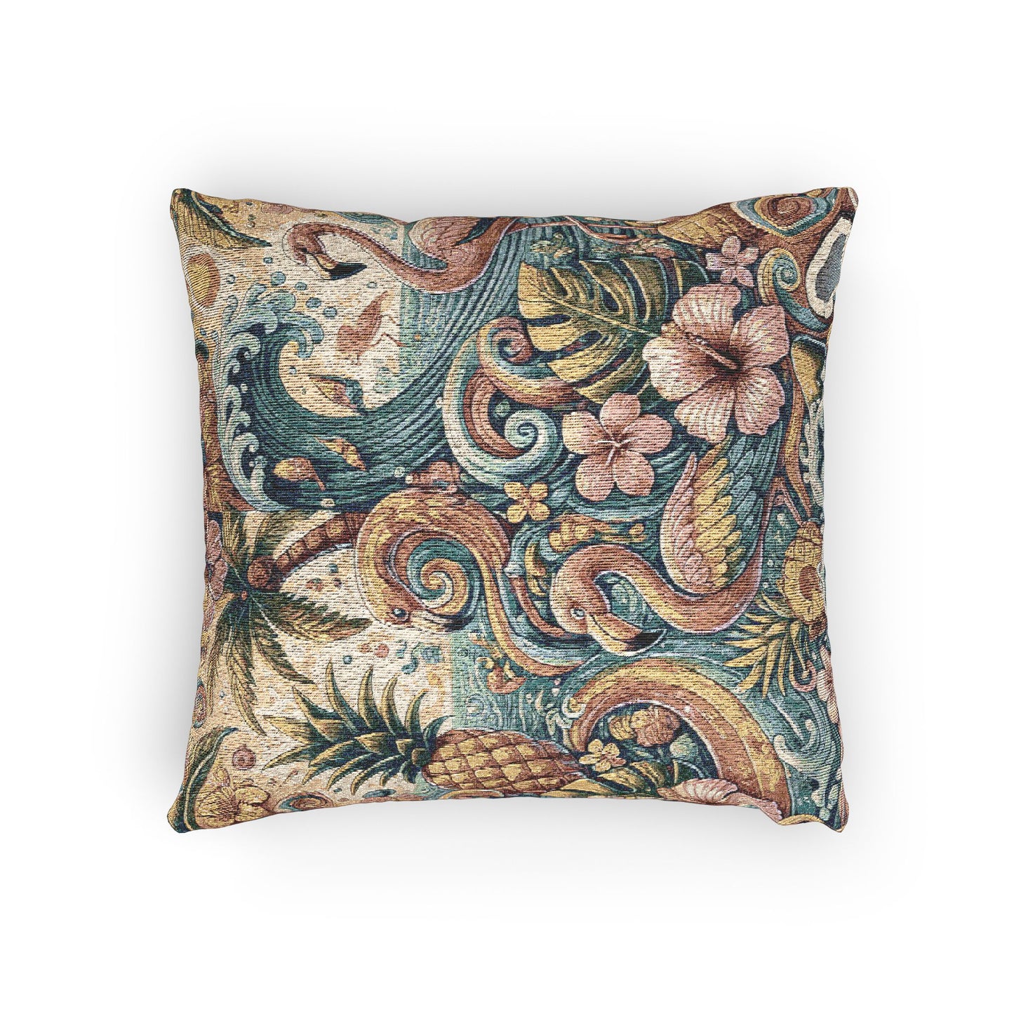 Woven Pillow, 17"W x 18"L ~ Flamingo Funday