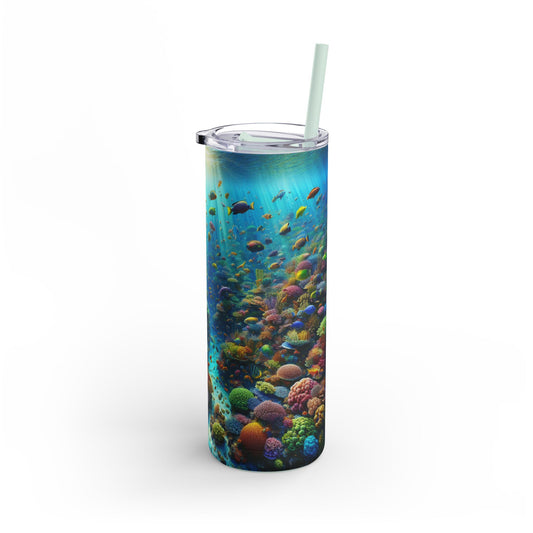 20oz Matte Tumbler, 7 Colors - Stylish Travel Cup - Busy Coral Reef