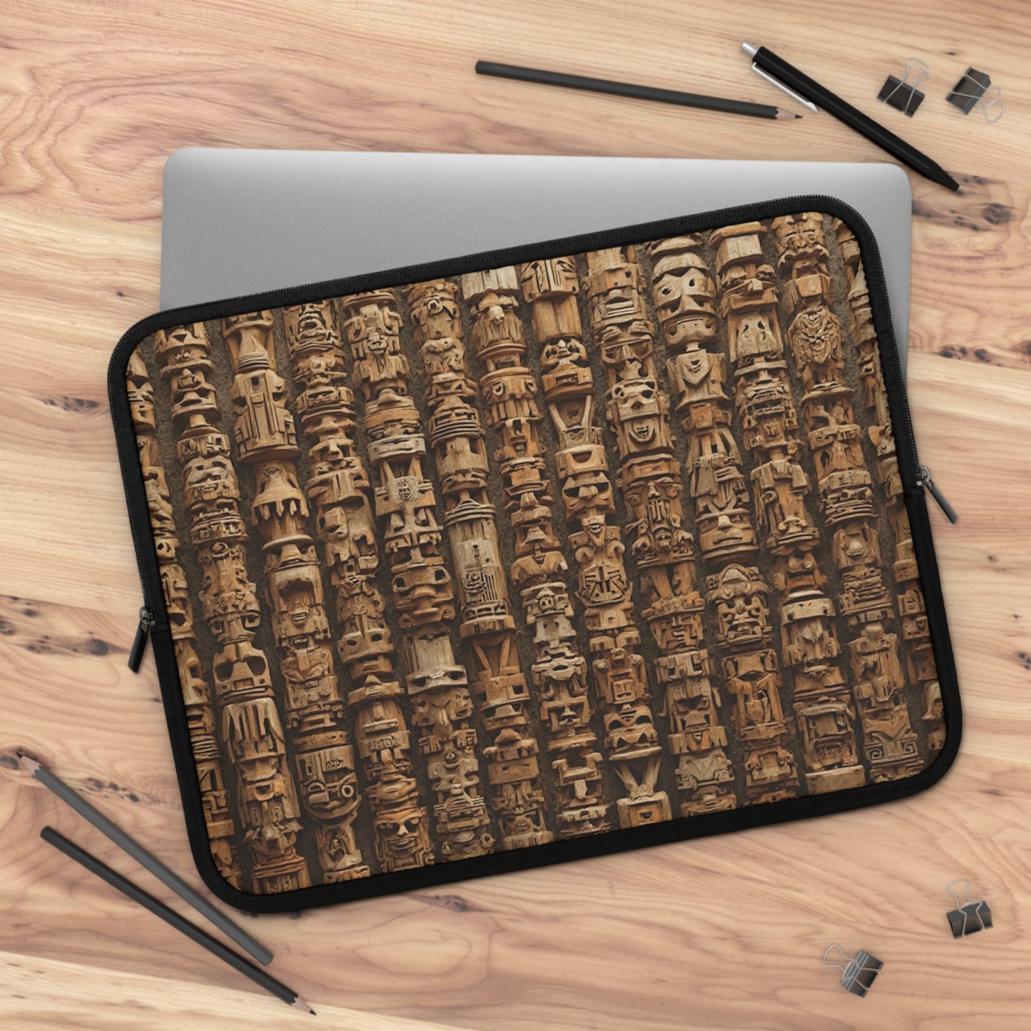 Tropical Laptop Sleeve, 5 Sizes - Perfect for Beach Lovers & Students / Ancient Tiki Totems