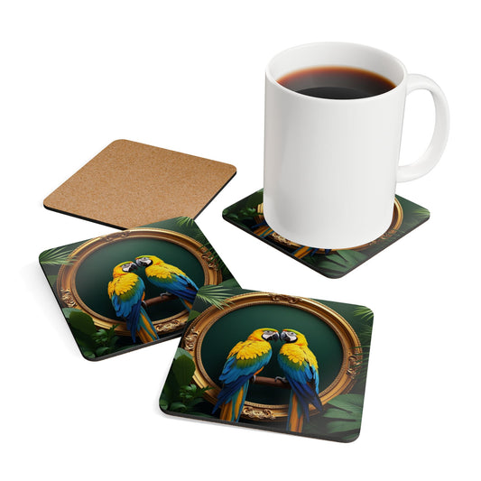 Coaster Set - Framed Parrot Pair