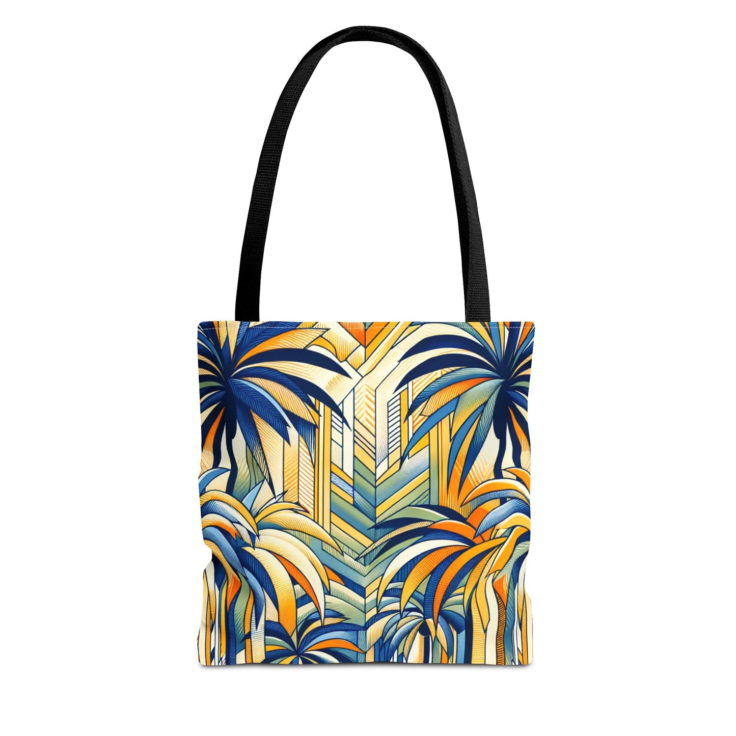 Stylized Palms Blue Tote Bag - 3 Sizes