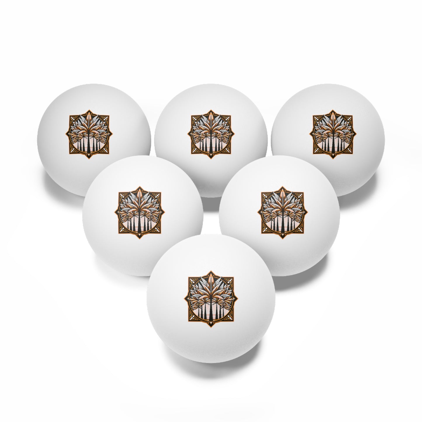 Tropical Paradise Ping Pong Balls - 6 Pack with Deco Palm Cinnamon