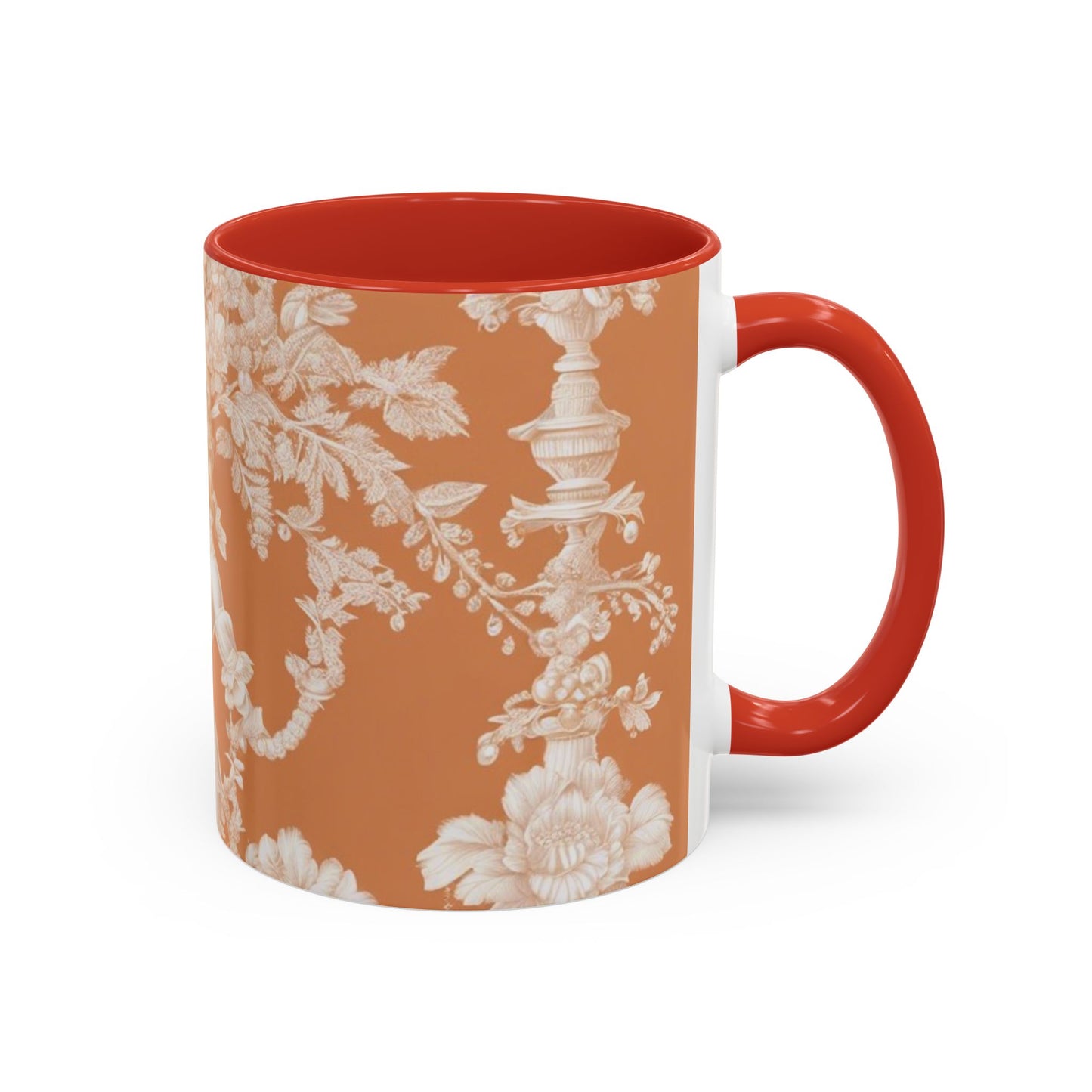 Accent Coffee Mug (11, 15oz), Pearl Lady Toile/Melon, Various Colors