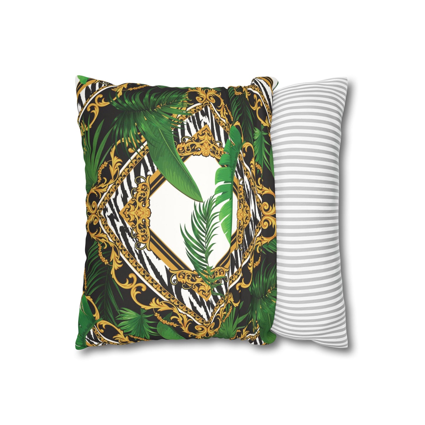 Faux Suede Square Pillowcase - Jungle Luxe White