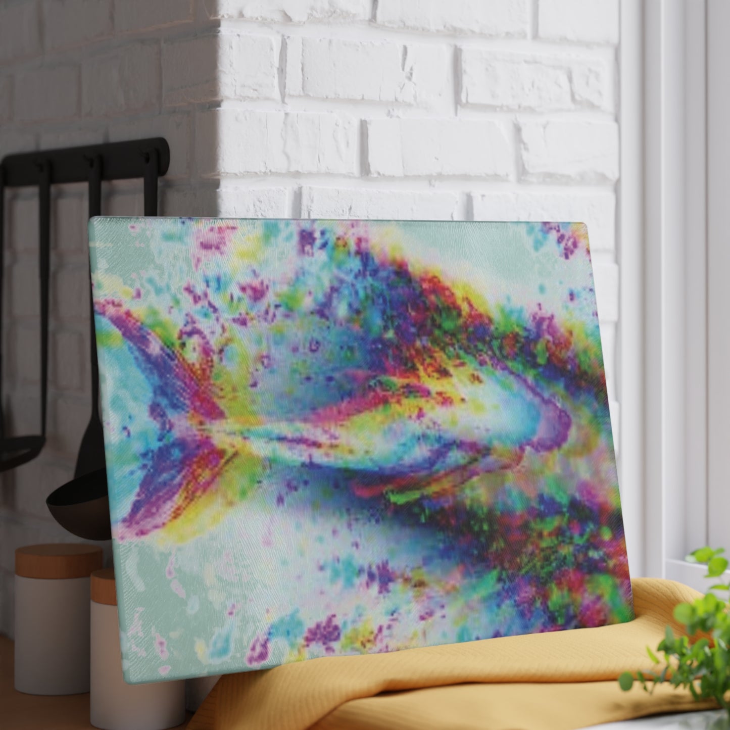 Glass Cutting Board, 2 sizes - Solo Mermaid, Rainbow Trace