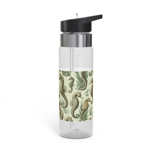 Tropical 20oz Tritan Sport Water Bottle -  Leakproof, Lightweight, BPA-Free / Green Toile Seahorses