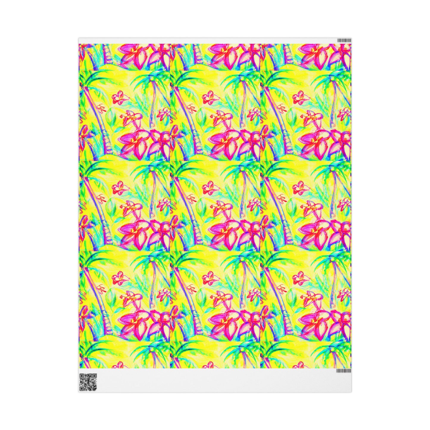 Wrapping Paper - Tropical Gift Wrap for All Occasions, 3 Sizes/2 Finishes / Tropical Doodles, Yellow