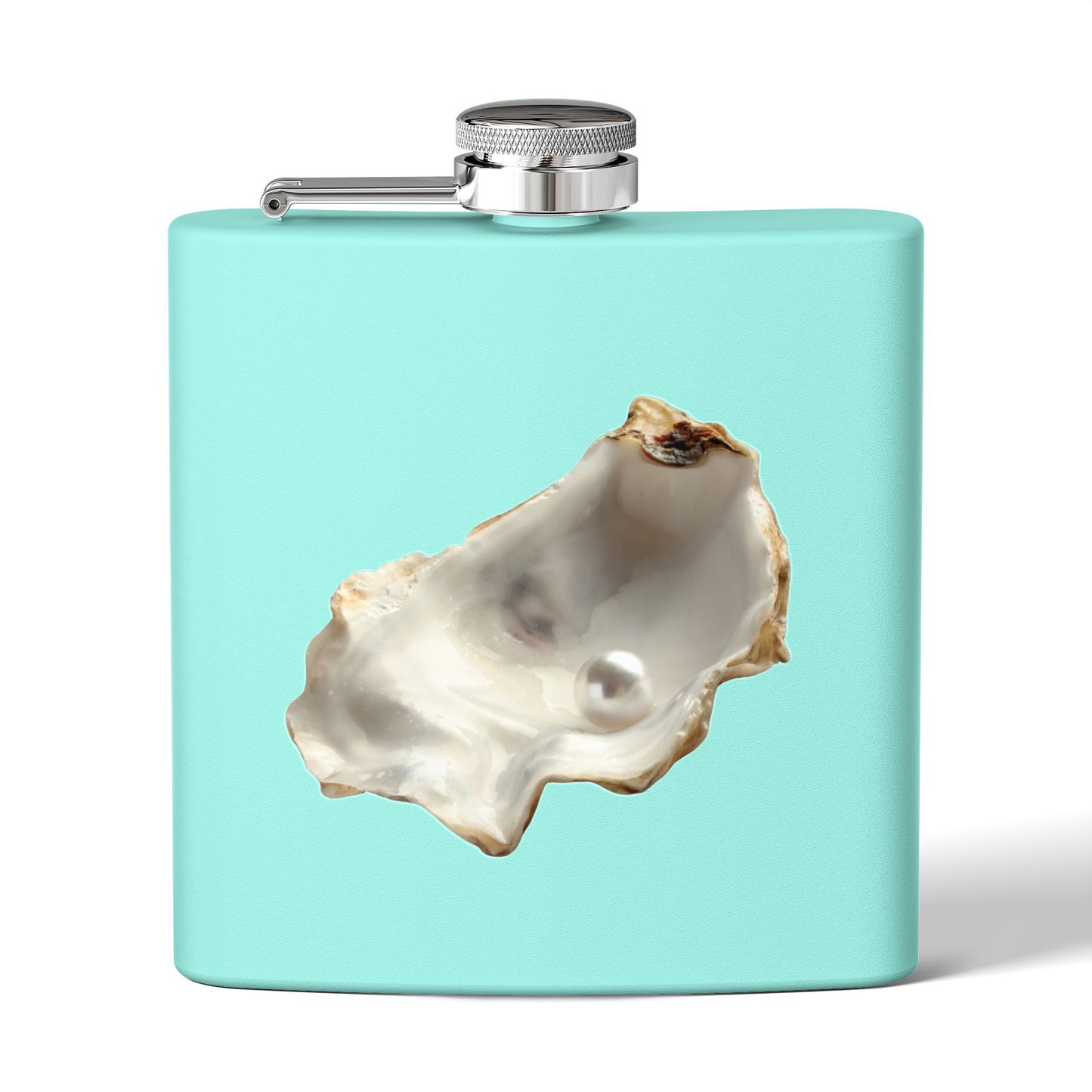 Tropical Stainless Steel 6 oz. Flask, Many Colors  – White Pearl & Shell