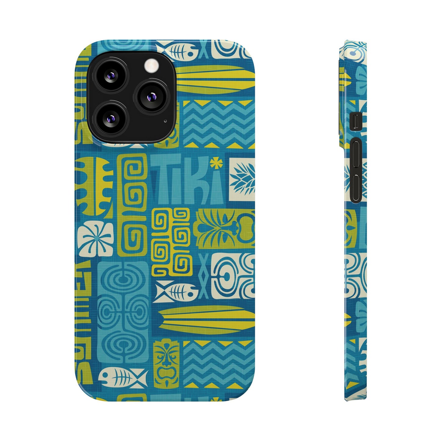 Slim Phone Cases - Tiki Poster Blue