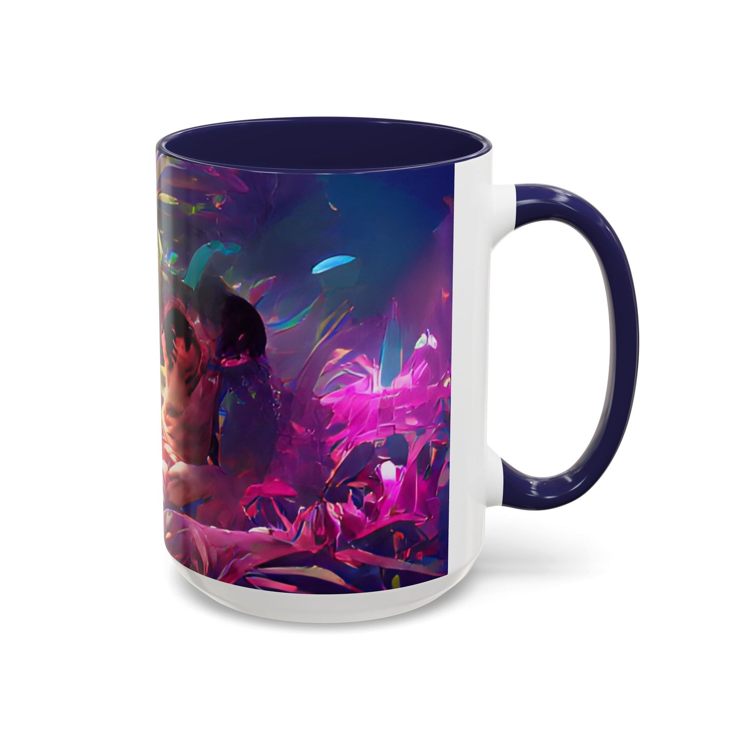 Accent Coffee Mug (11, 15oz) - Midnight Kiss in Tropical Garden