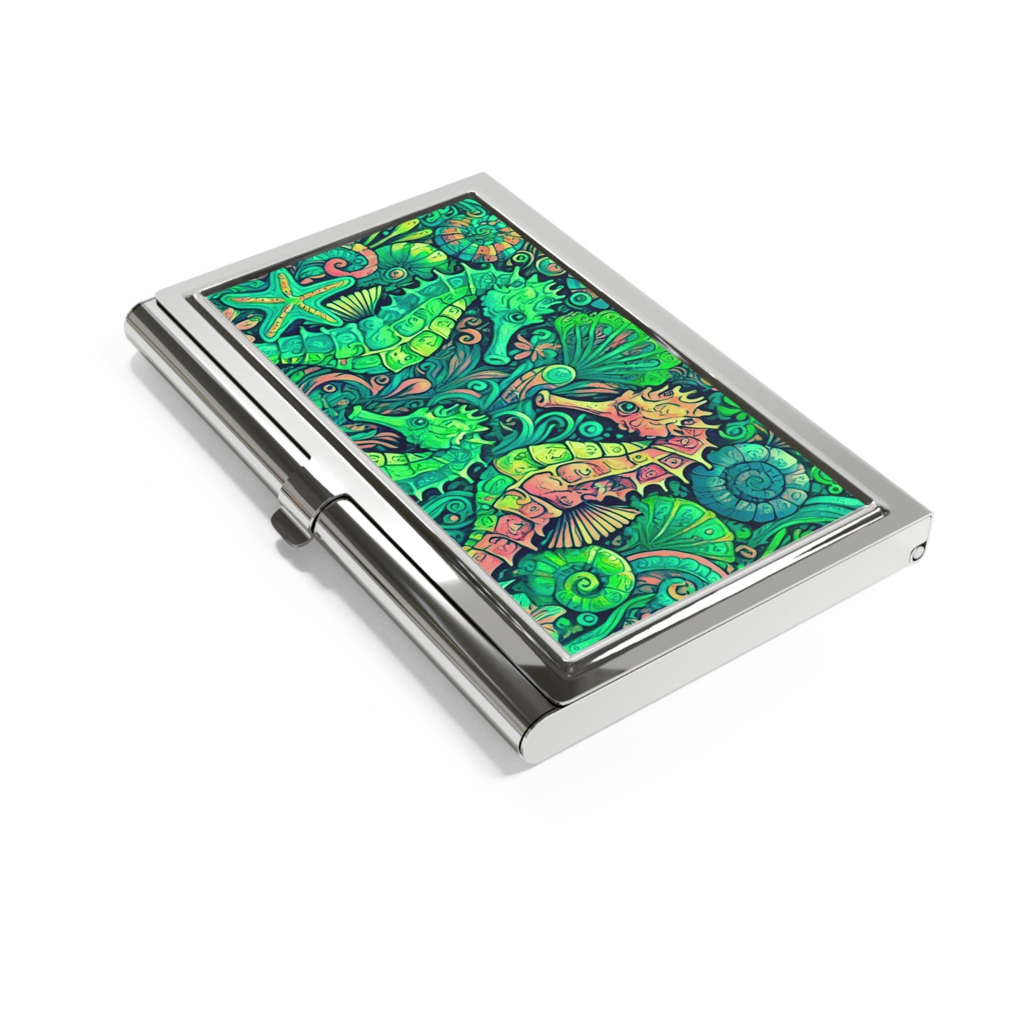Business Card Holder/Case - Seahorse Trio, Lime