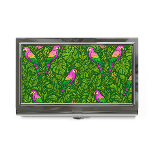 Business Card Holder /Case - Parrot Family, Pink