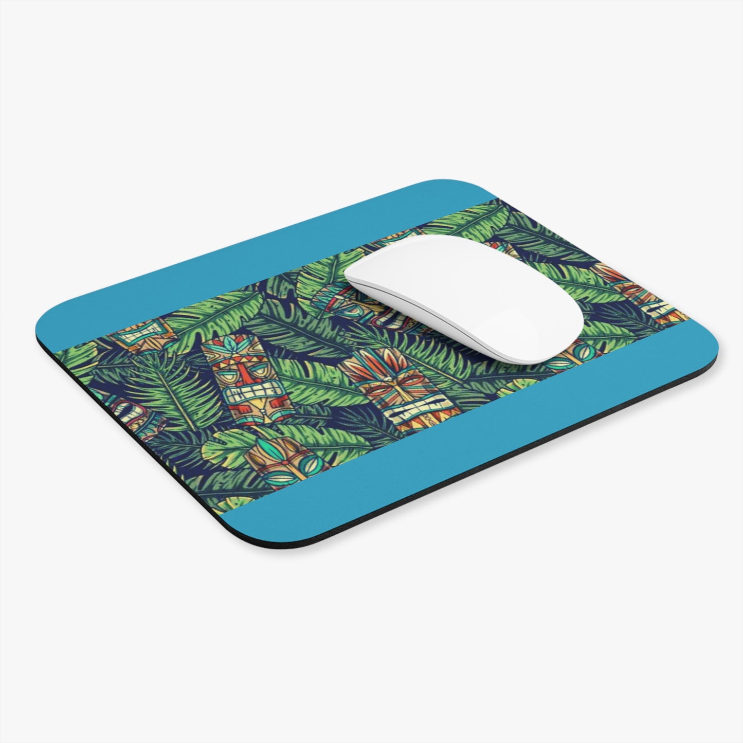 Mouse Pad (Rectangle) - Tiki Greenery, Turquoise