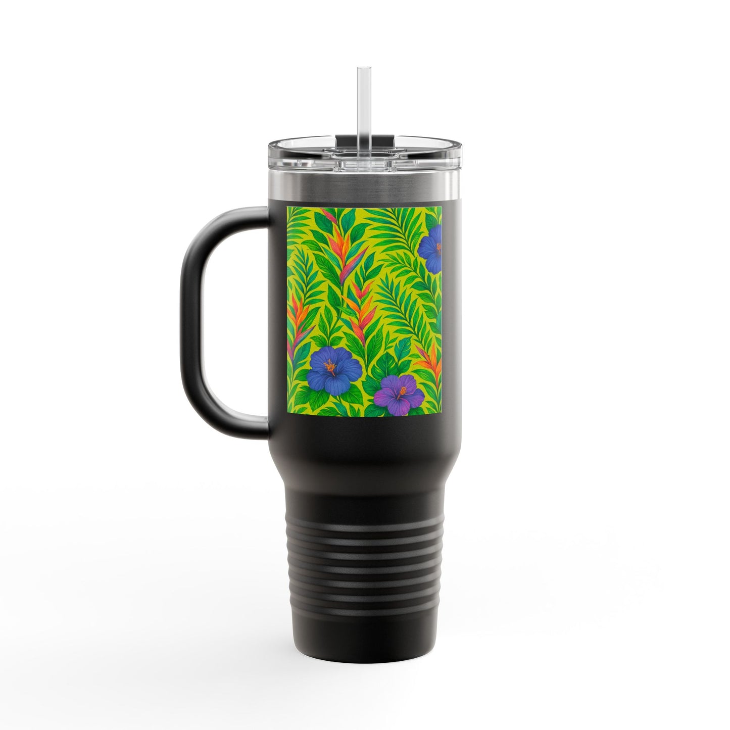 Midnight Flower Lime Insulated Travel Mug - 40oz - Perfect for Outdoor Adventures