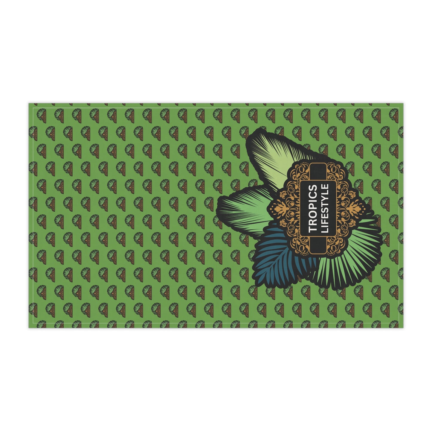 Tea Towels (cotton, poly), Tropics Lifestyle Deco Plant Logo, Micros Green