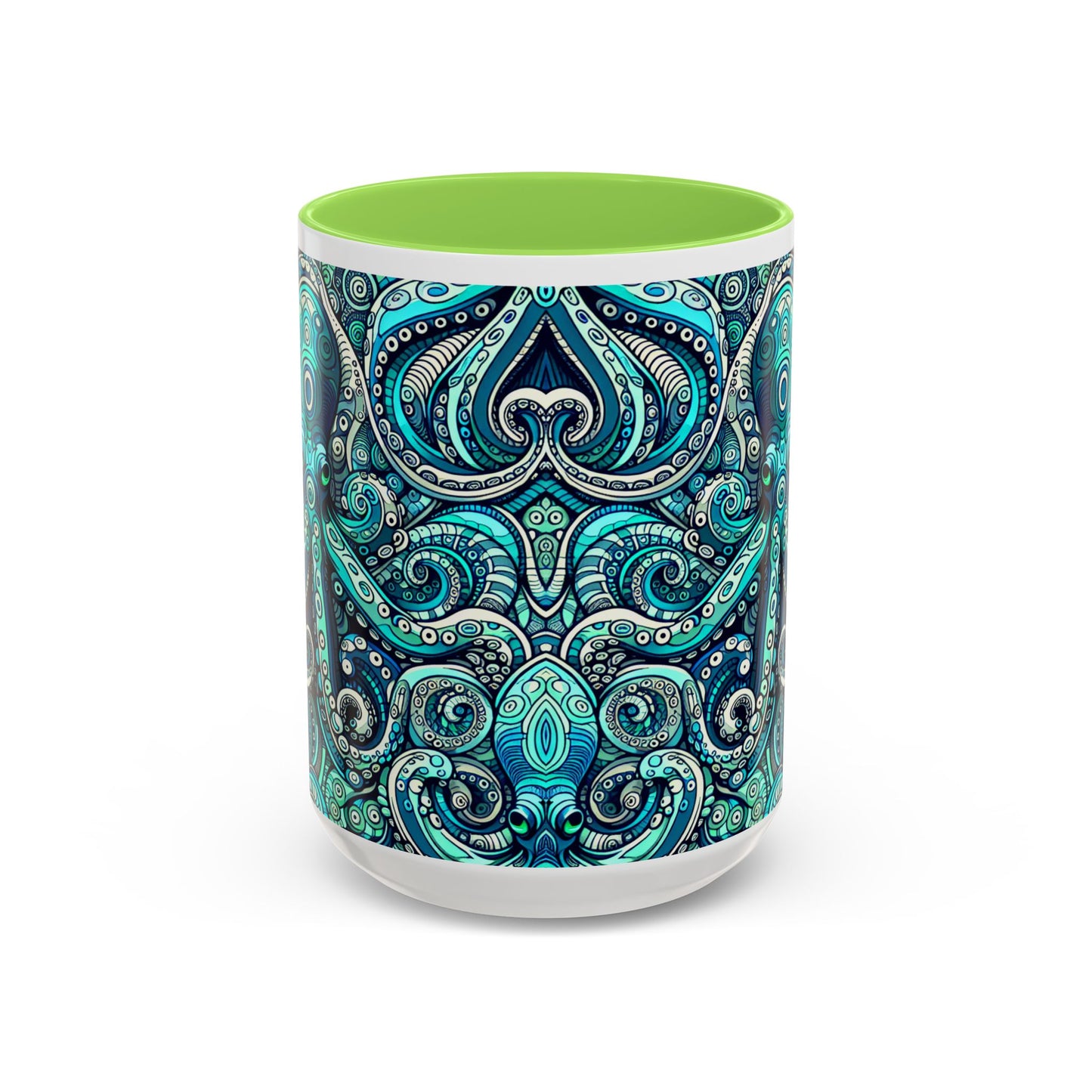 Accent Color Coffee Mug, Many Colors - 11oz & 15oz / Aqua Octopus
