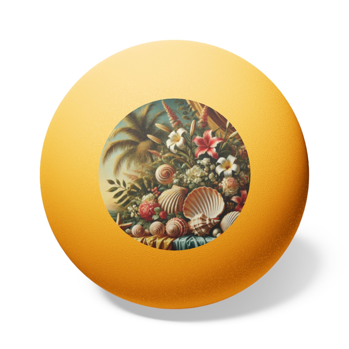 Tropical Paradise Ping Pong Balls - 6 Pack with Shells and Flowers