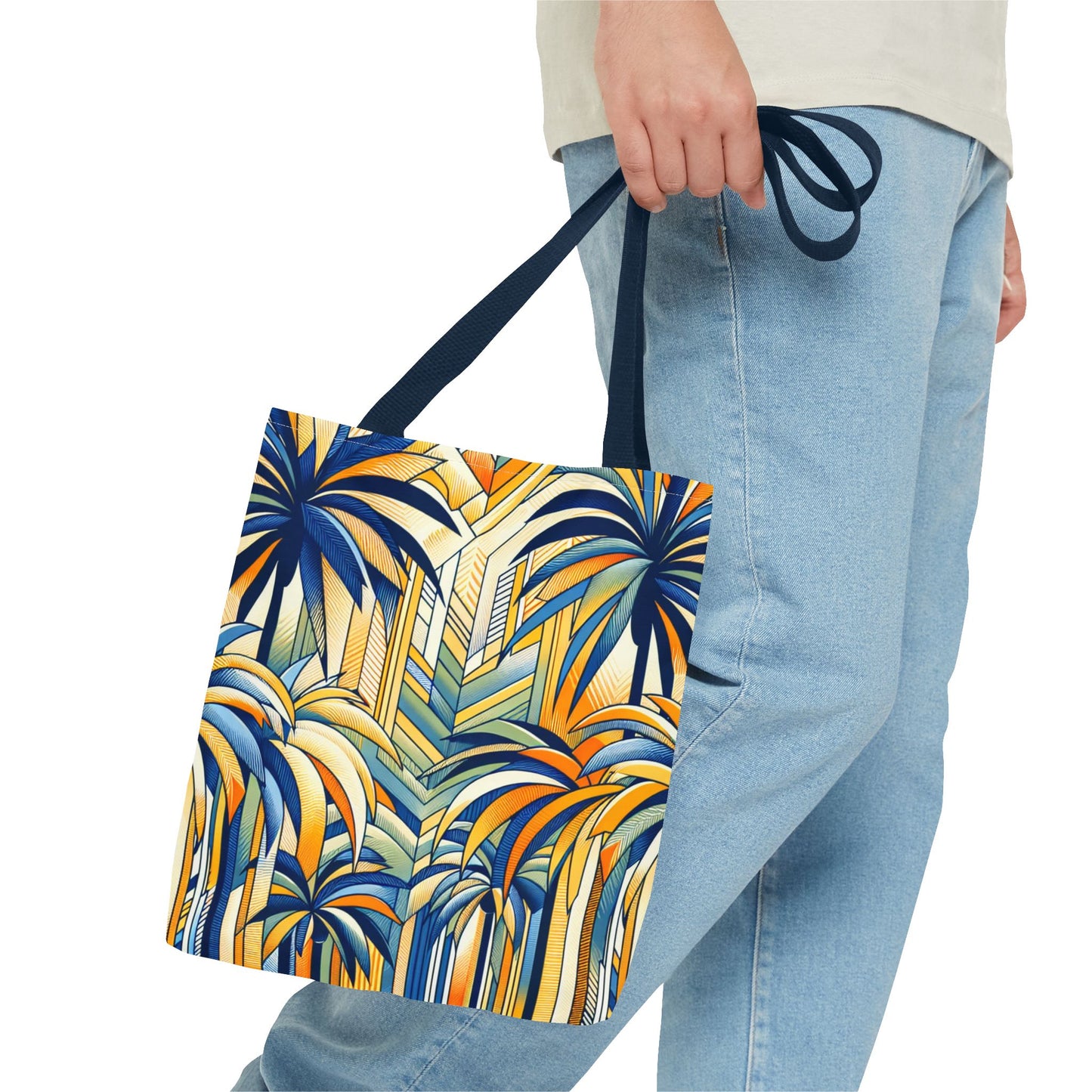 Stylized Palms Blue Tote Bag - 3 Sizes