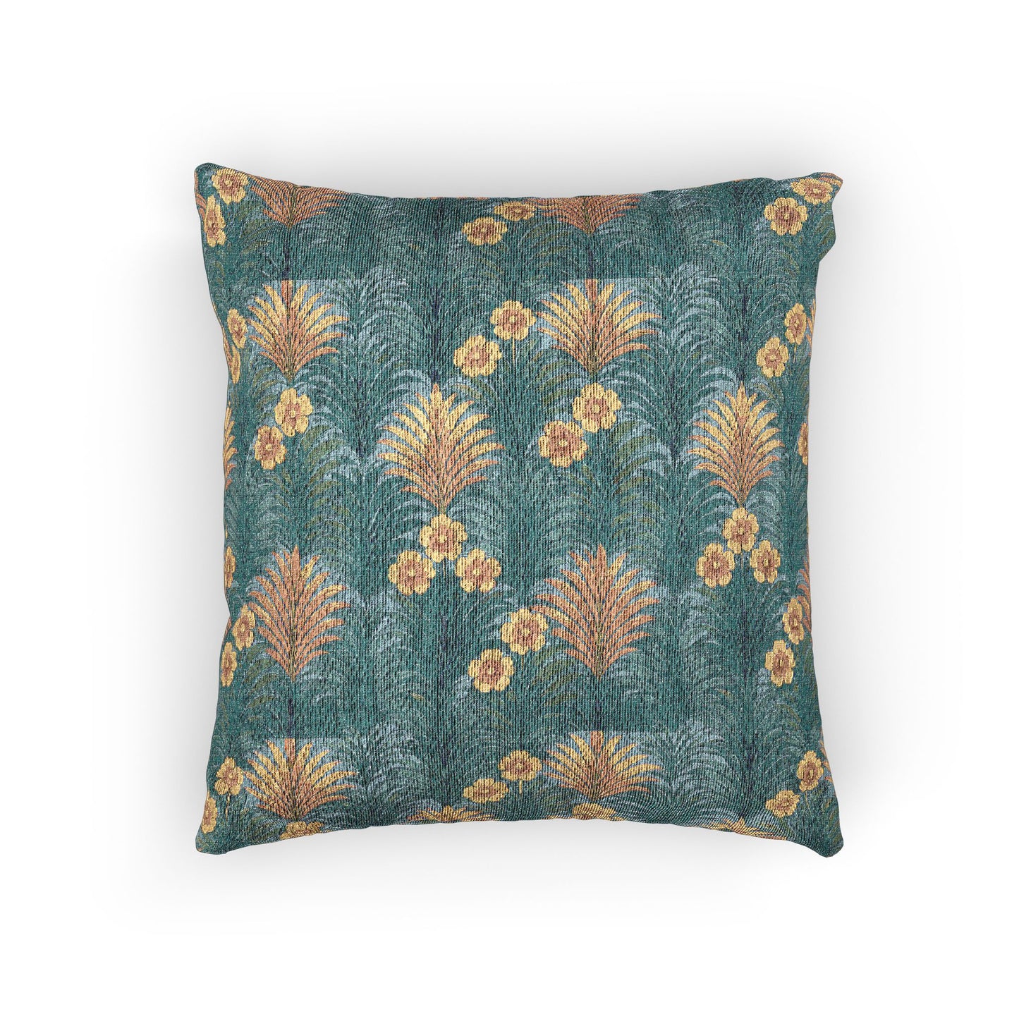 Woven Pillow, 17"W x 18"L ~ Sunrise Palms, Blue
