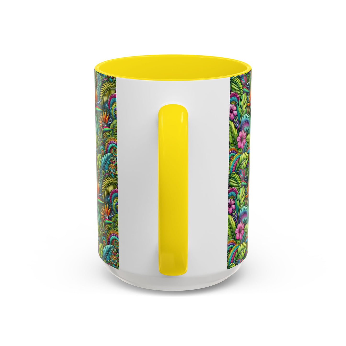Accent Color Coffee Mug (11, 15oz), Rainforest Blooms, Various Colors