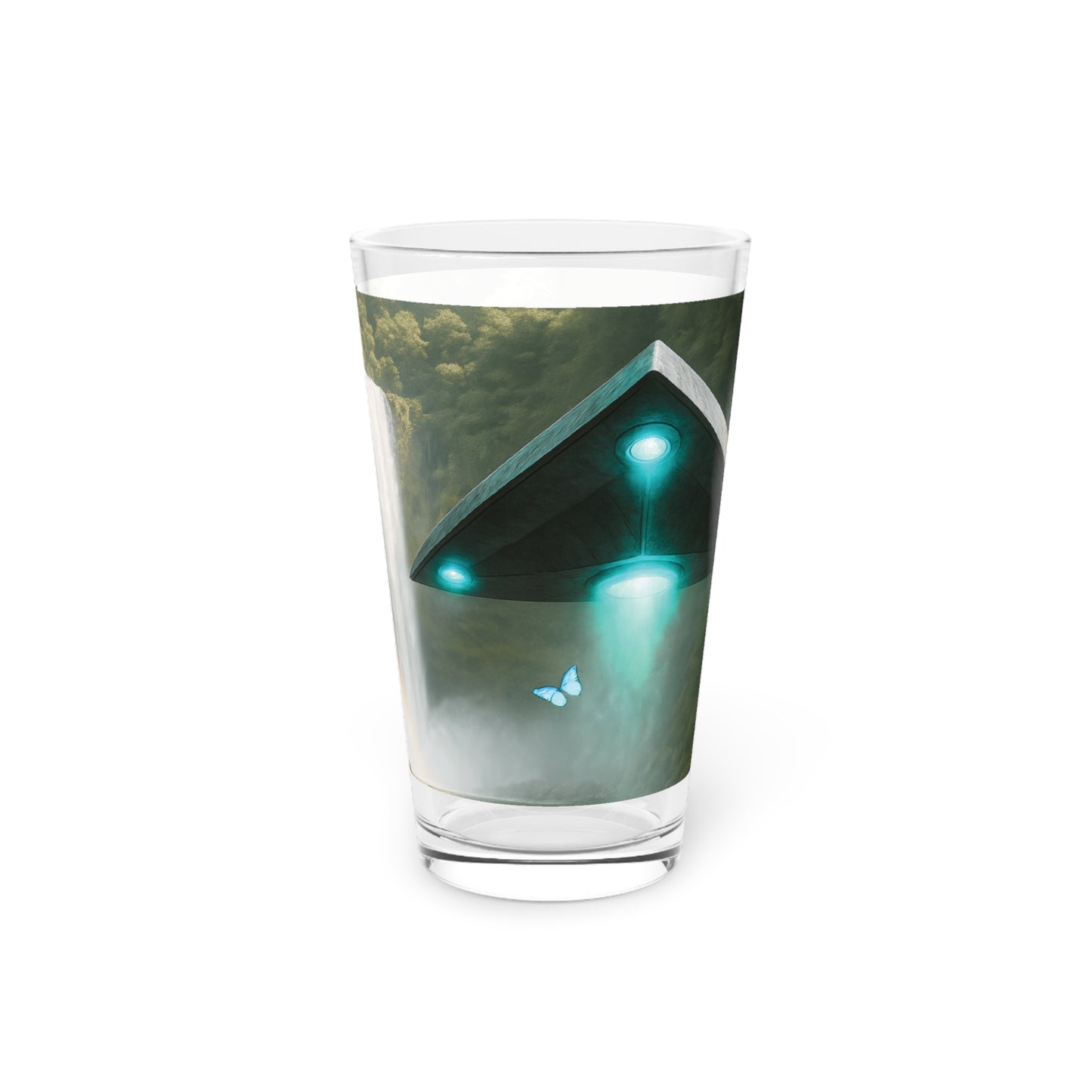 Pint Glass, 16oz - UFO and Waterfall