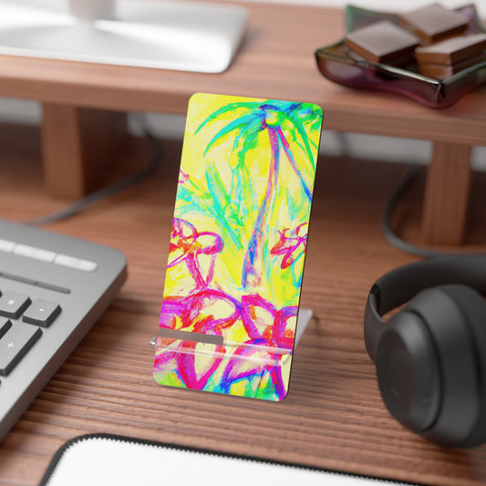 Stylish Smartphone Display Stand with Iconic Artwork - Tropical Doodles/Yellow