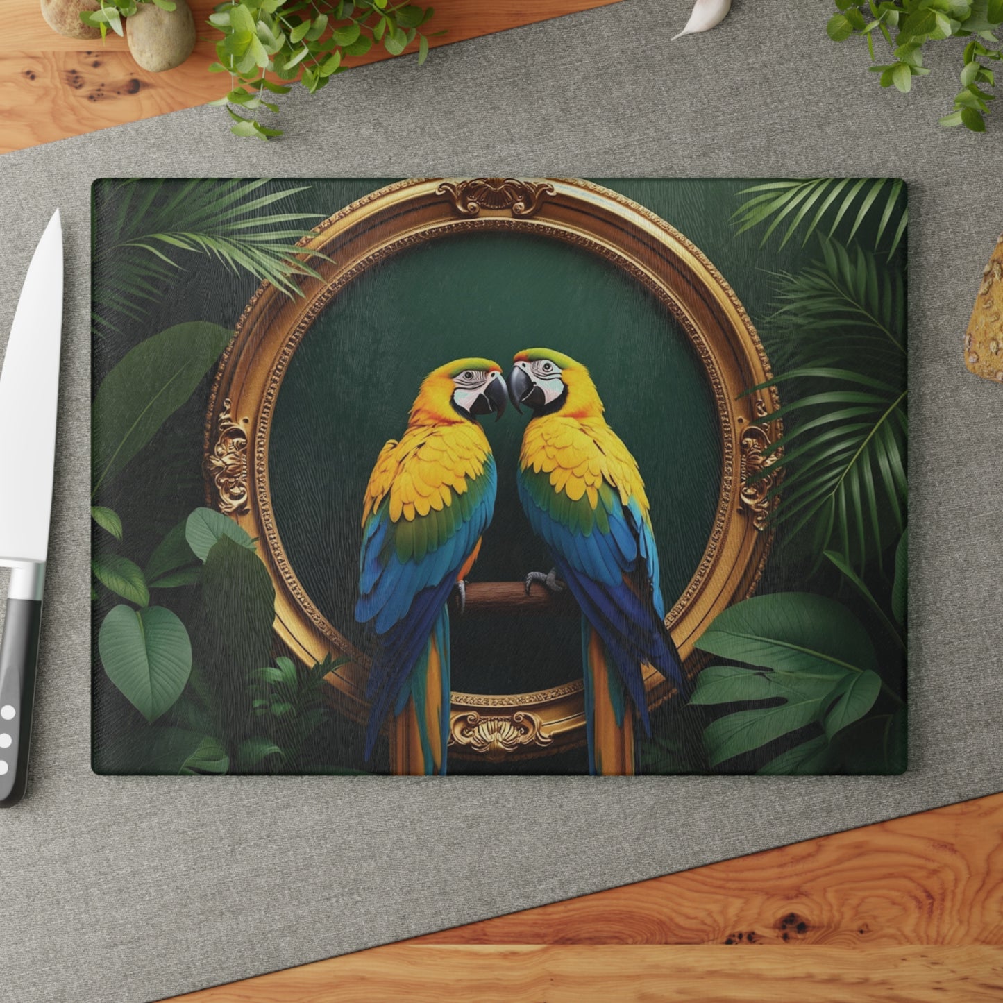 Glass Cutting Board, 2 sizes - Framed Pet Macaws
