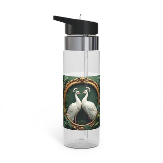 Tropical 20oz Tritan Sport Water Bottle -  Leakproof, Lightweight, BPA-Free / Framed White Peacocks