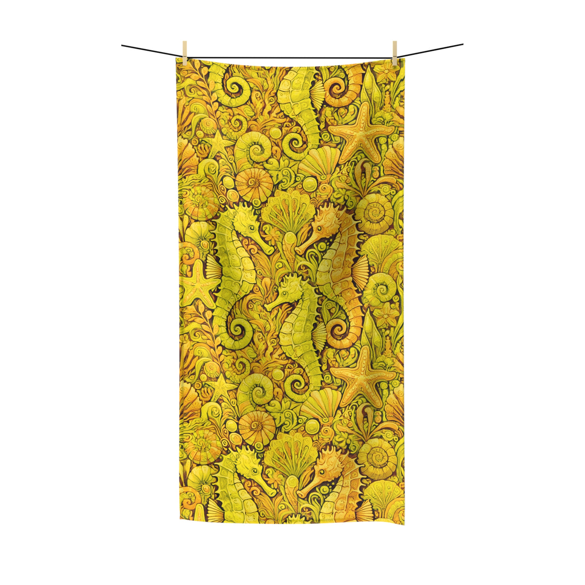 Seahorse Trio/Yellow Polycotton Towel