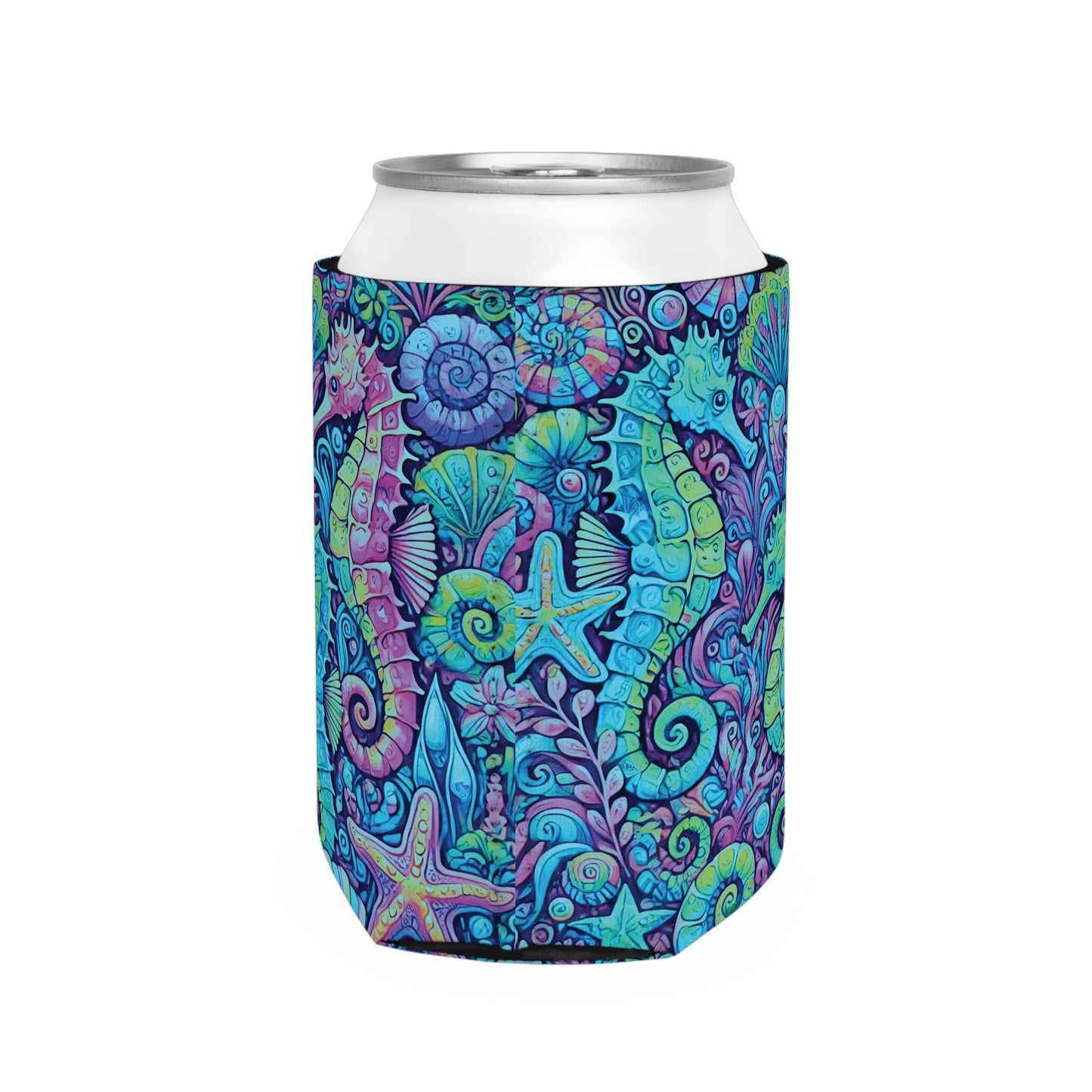 Seahorse Trio/Turquoise Pop Can Cooler Sleeve - Perfect for Outdoor Picnics