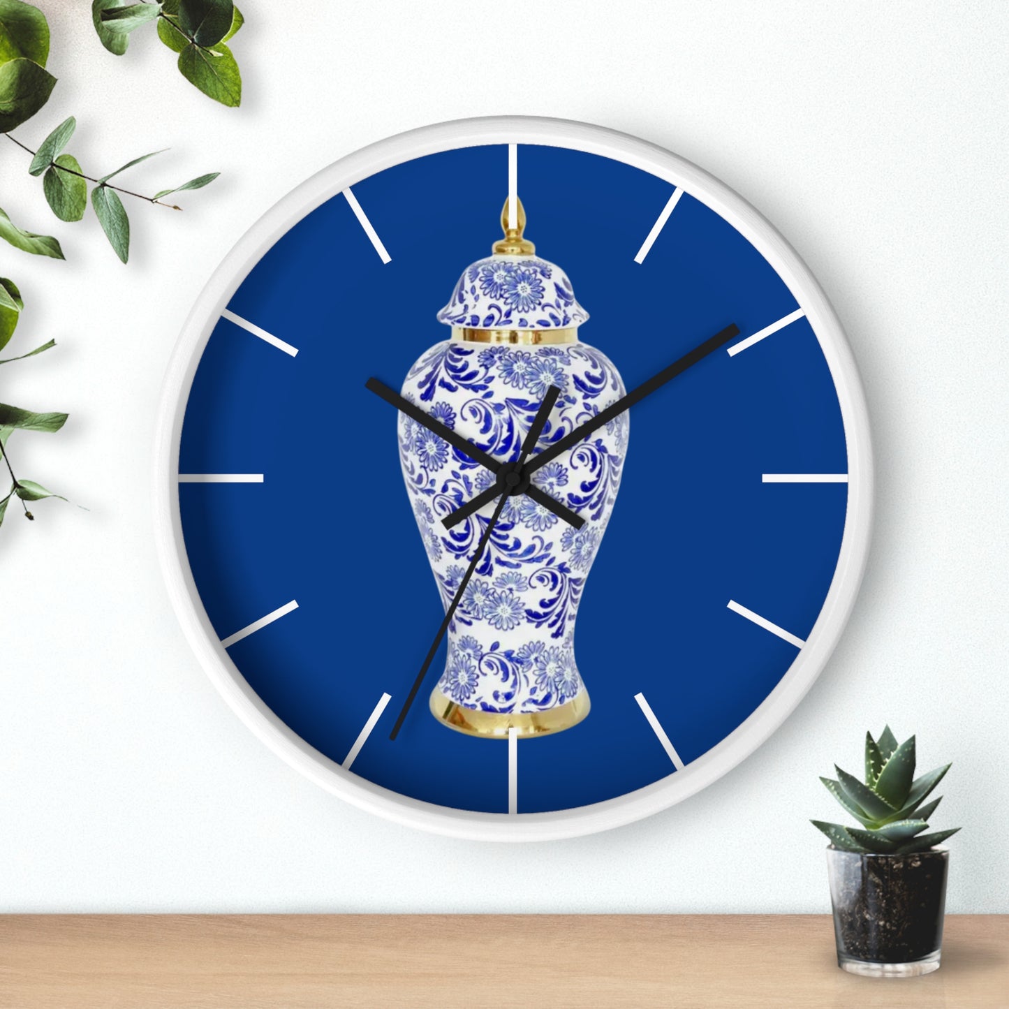 Wall Clock, Blue & White Ginger Jar, Hands/Base Variants