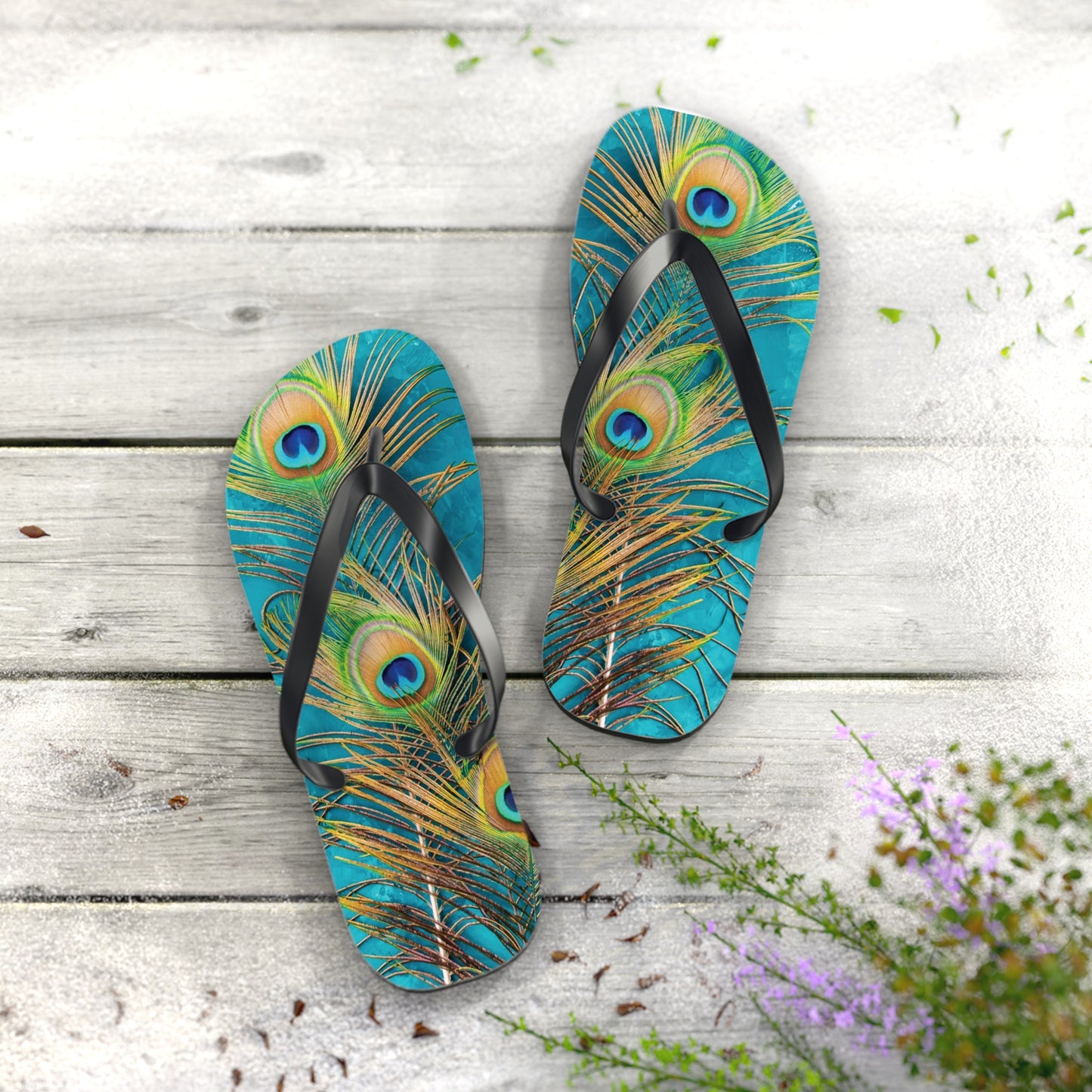 Flip Flops - Peacock Turquoise Glow