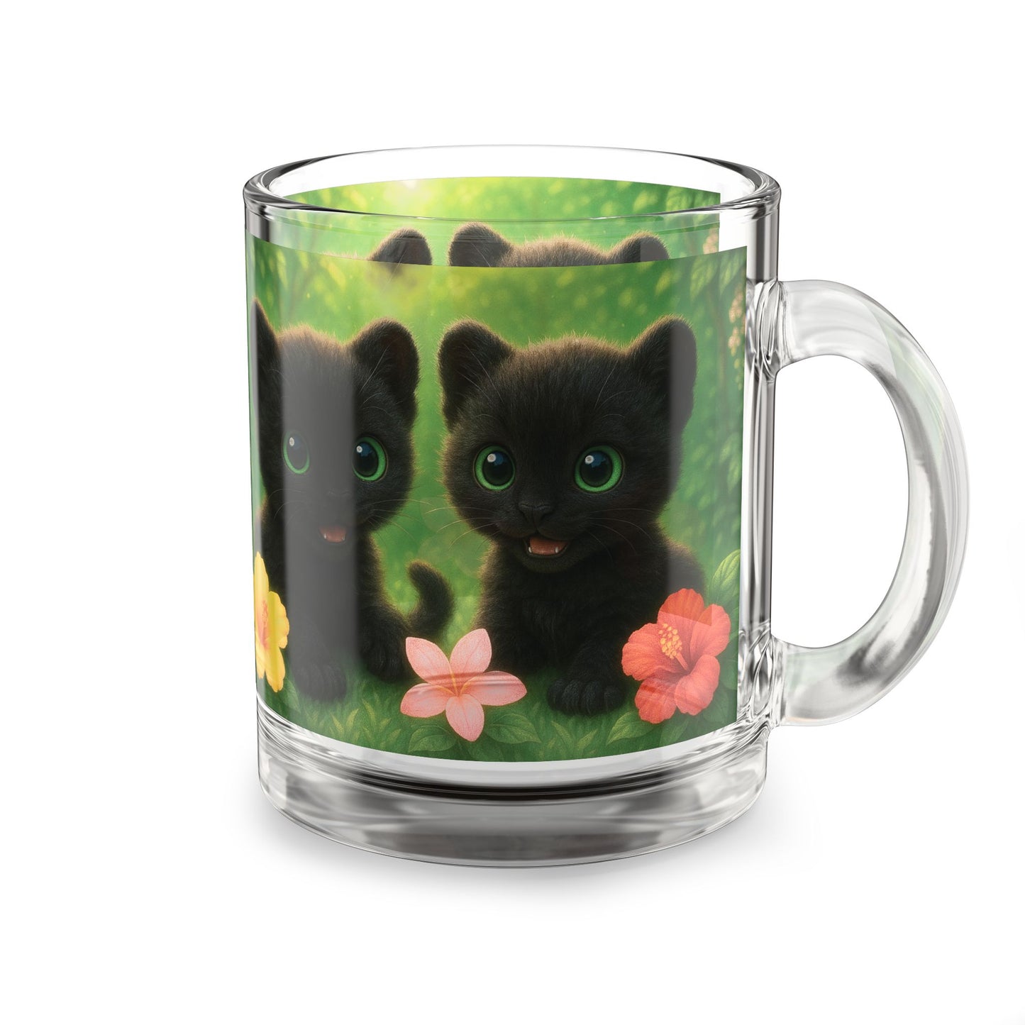 Baby Black Panthers Glass Mug - 10oz, Perfect for Rainforest Lovers