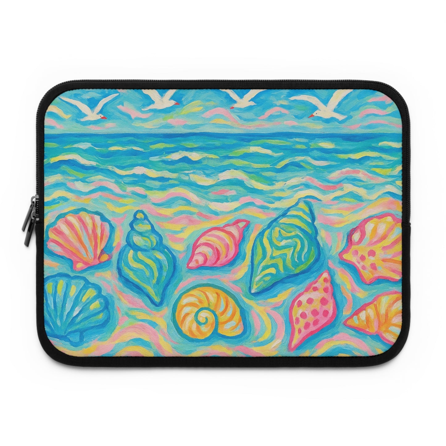 Tropical Laptop Sleeve, 5 Sizes - Perfect for Ocean Lovers & Students / Glow Seashells