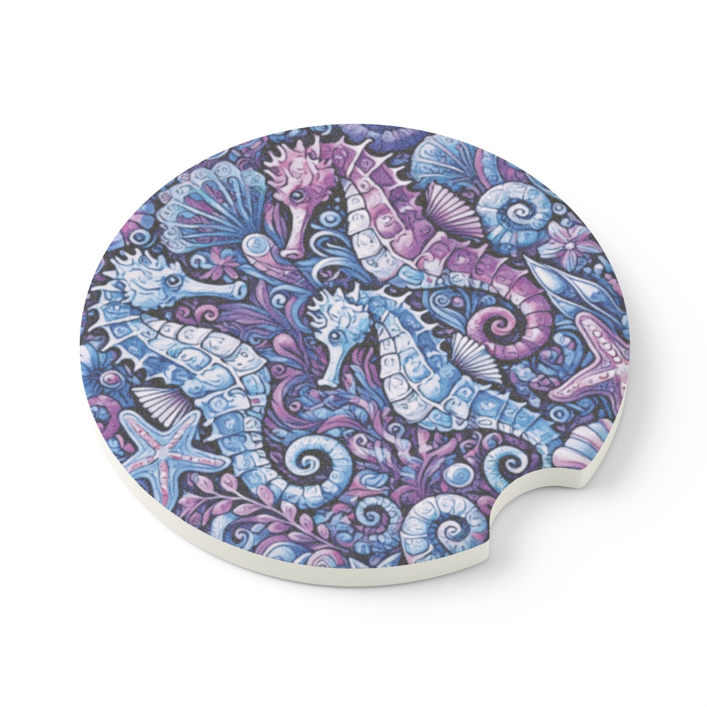 Soapstone Car Coaster - Seahorse Trio/Blue