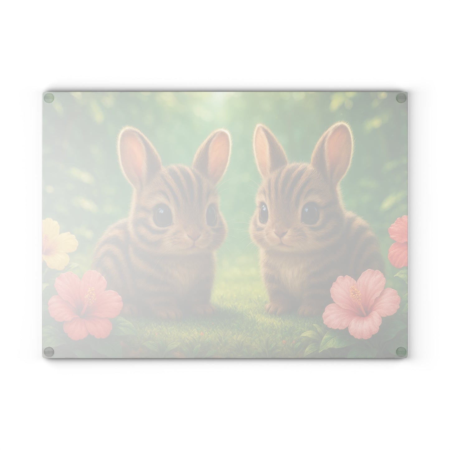 Glass Cutting Board, 2 sizes - Baby Sumatran Rabbits