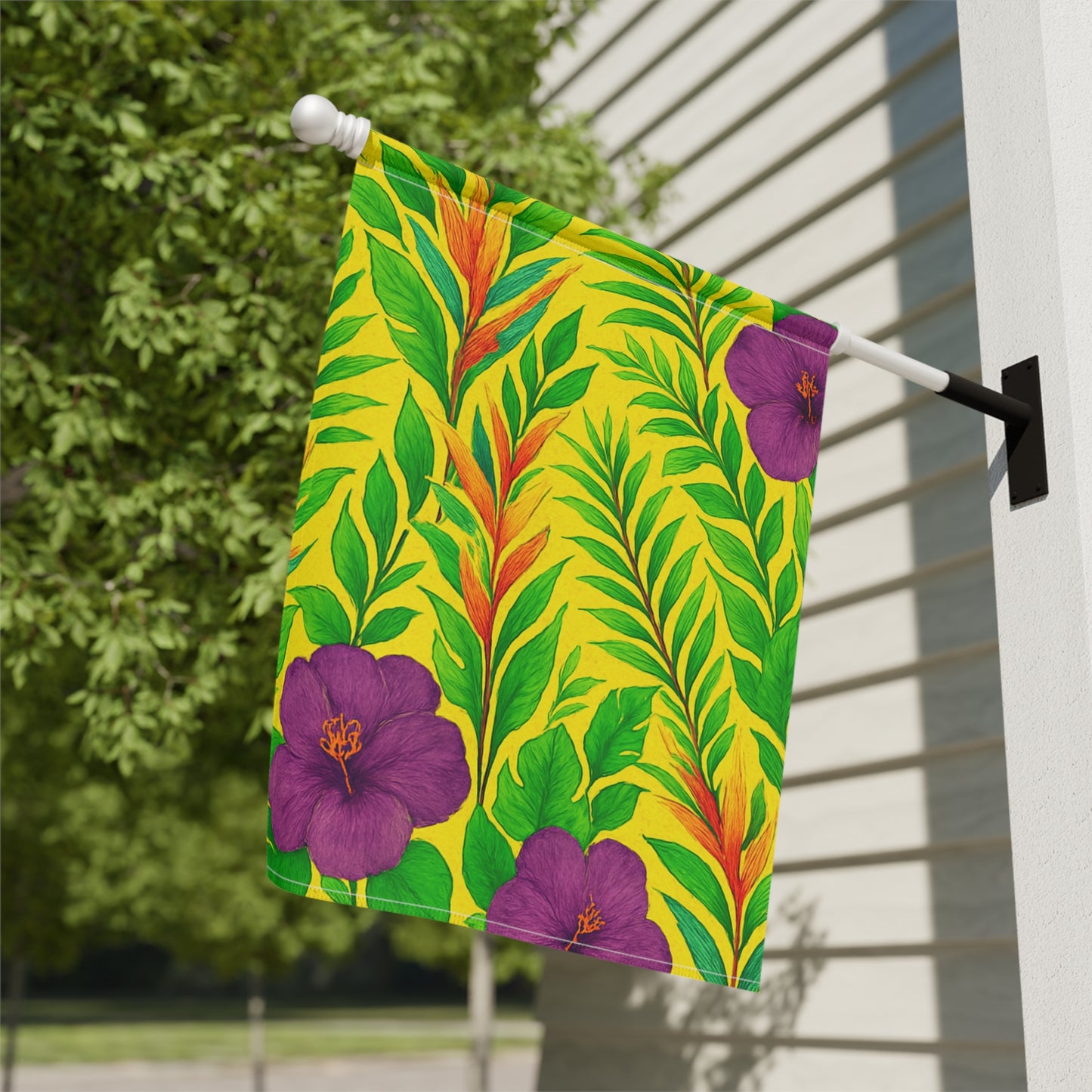 Tropical Garden Flag - Perfect for Outdoor Decor / Midnight Flower, Yellow