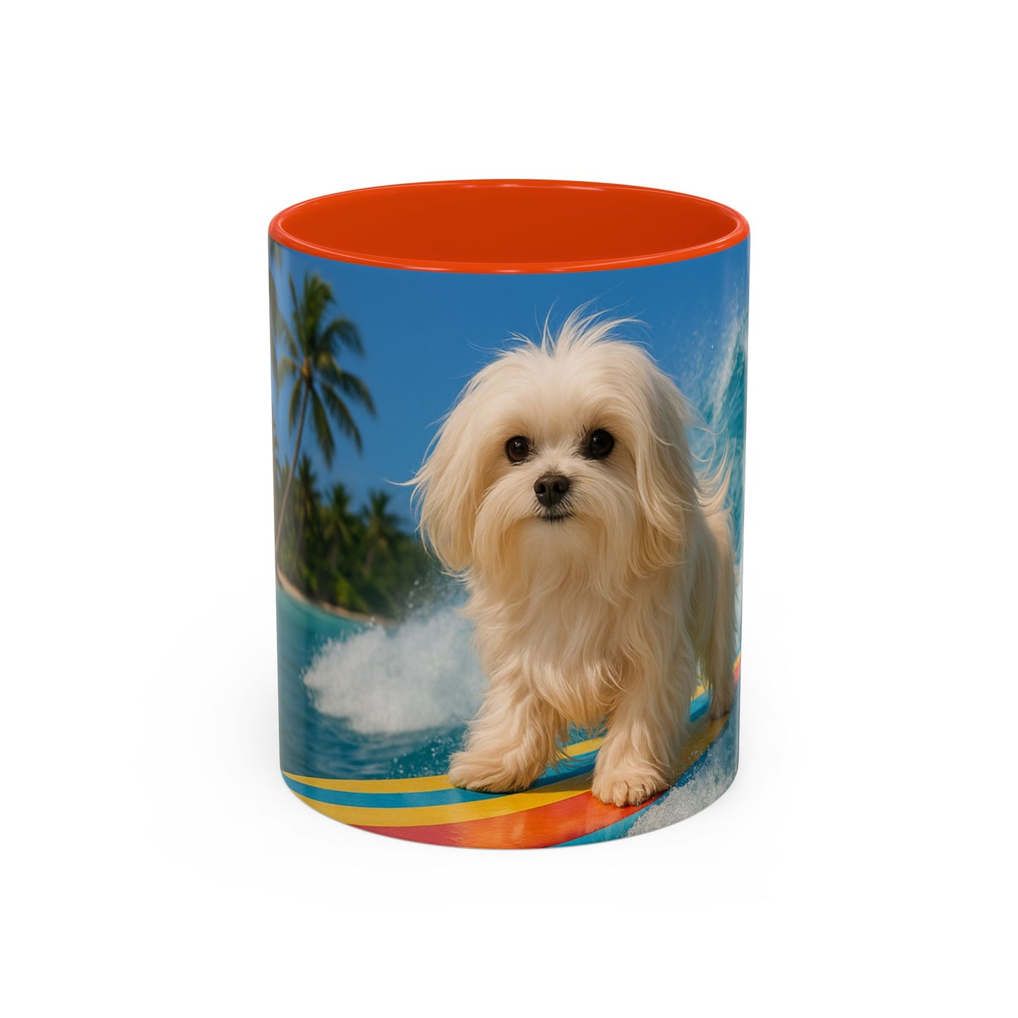 Vibrant Beach Coffee Mug - 11oz & 15oz / Puppy Ariel the Dog Surfer