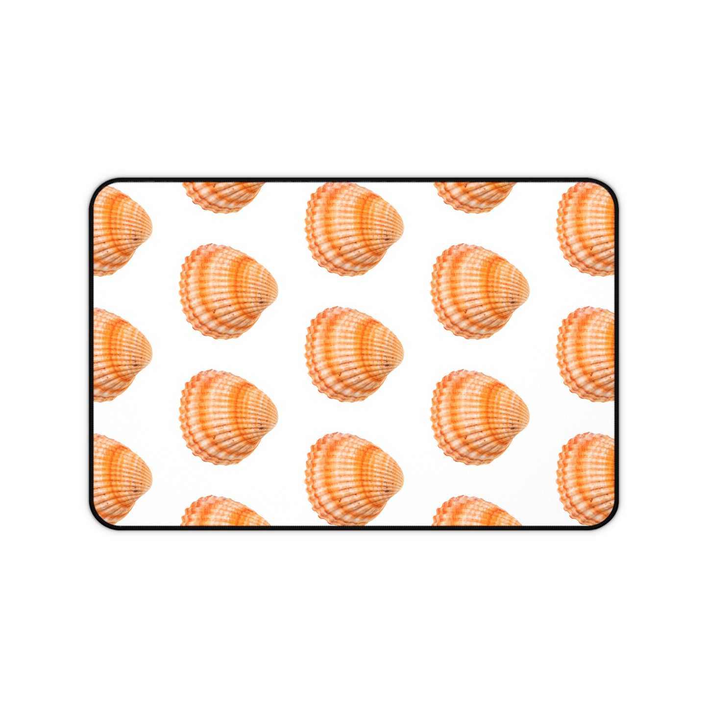 Tropical Mouse Pad/Desk Mat, 3 Sizes - Seashell Design, Perfect for Home Office / Orange Scallop, White