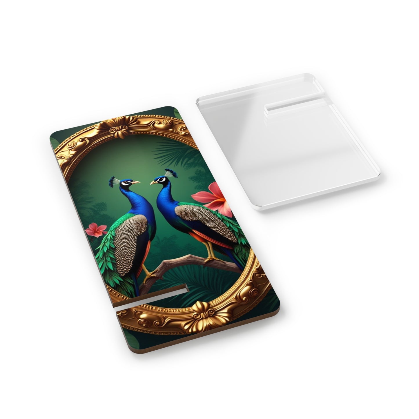 Mobile Display Stand for Smartphones, Framed Two Parrots