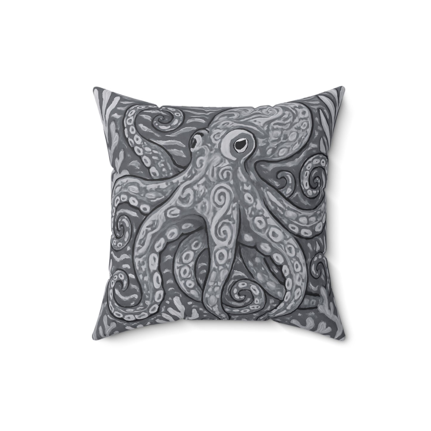 Decorative Pillow - Accent Cushion, 4 Sizes / Octopus Kraken Joe, Noir
