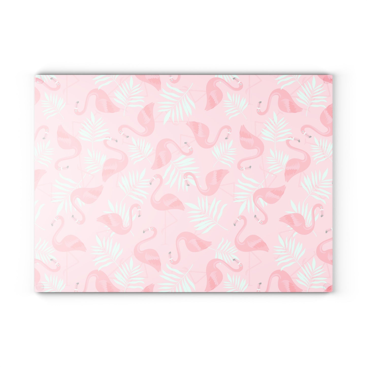 Glass Cutting Board, 2 sizes - Flamingo and White Palms