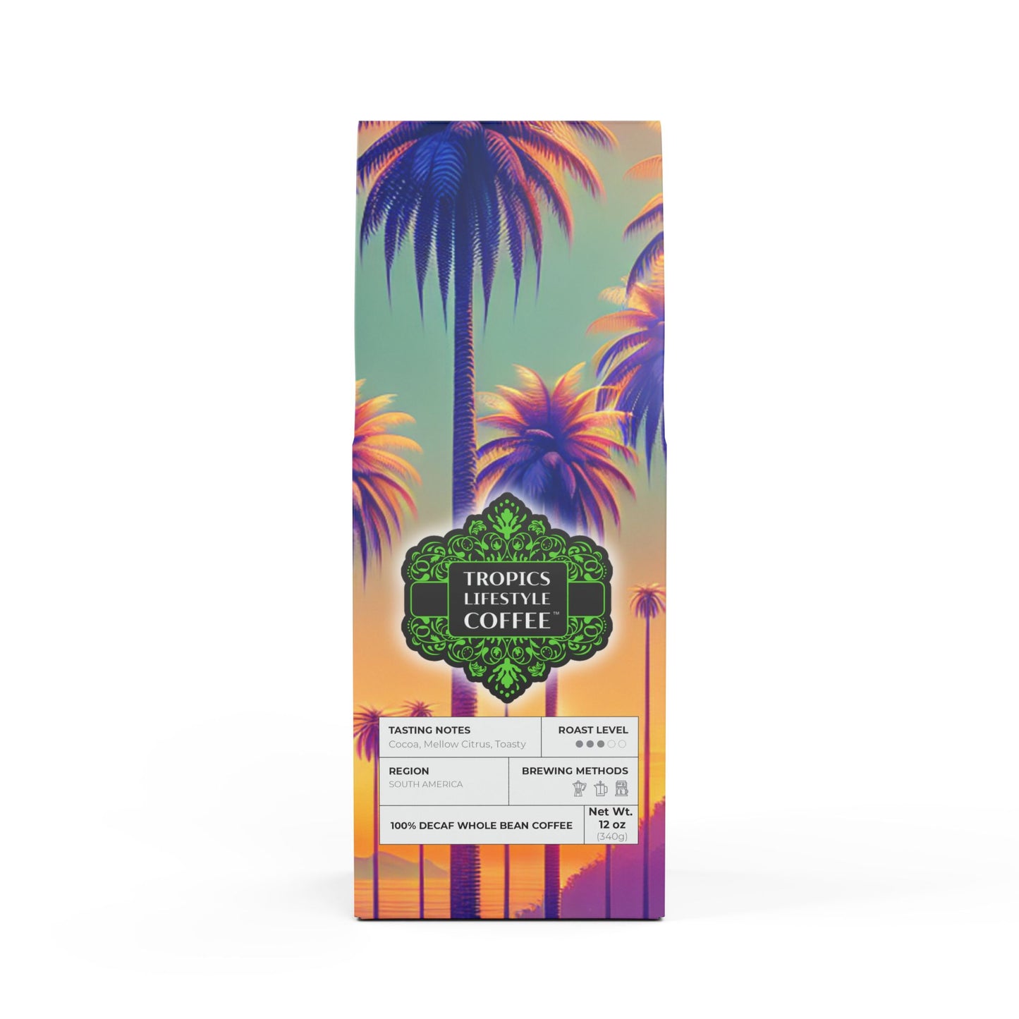 Rainforest Mist™ Single Origin DECAF (Medium Roast) Specialty Grade Coffee / Sunset Palms