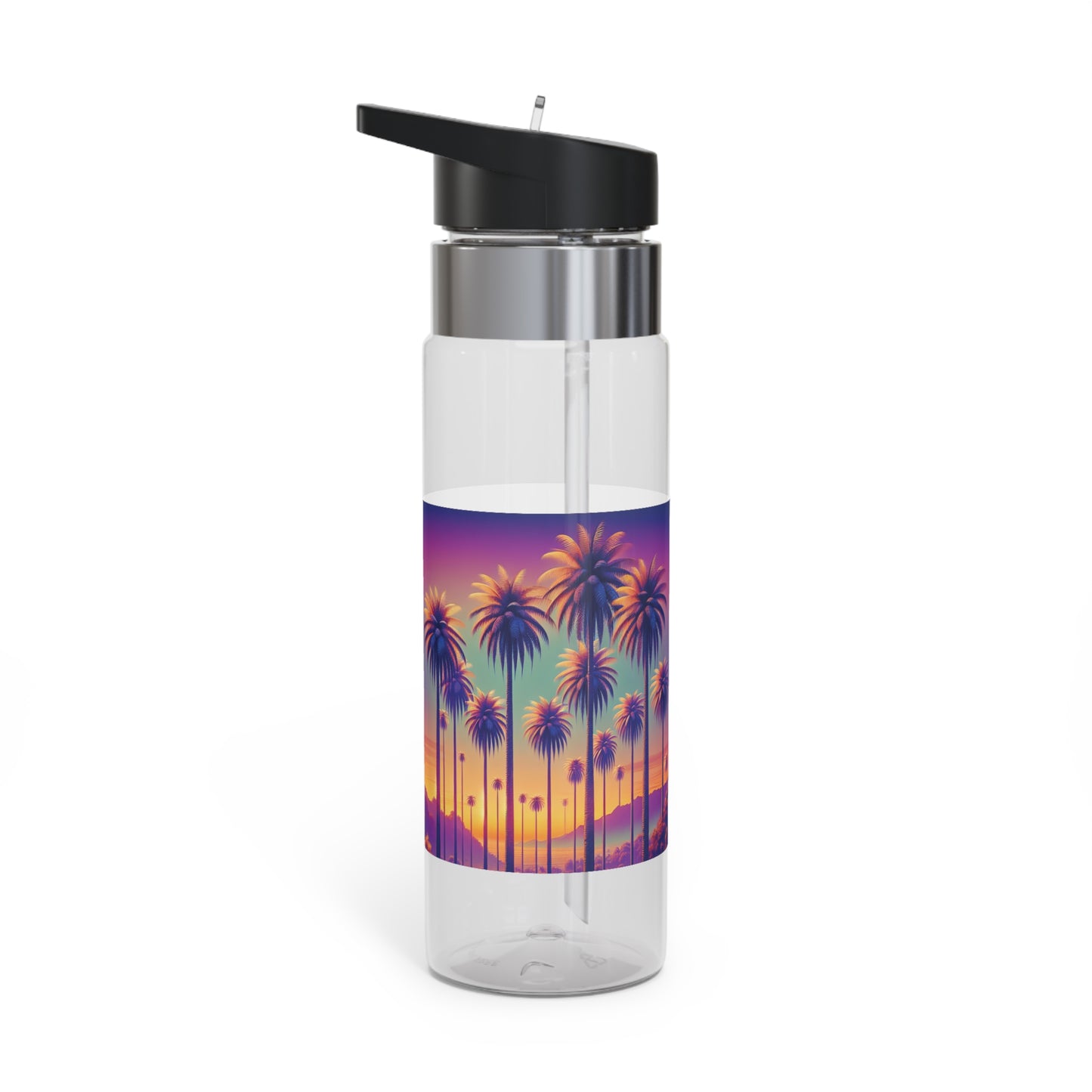 Tropical 20oz Tritan Sport Water Bottle -  Leakproof, Lightweight, BPA-Free / Sunset Palms