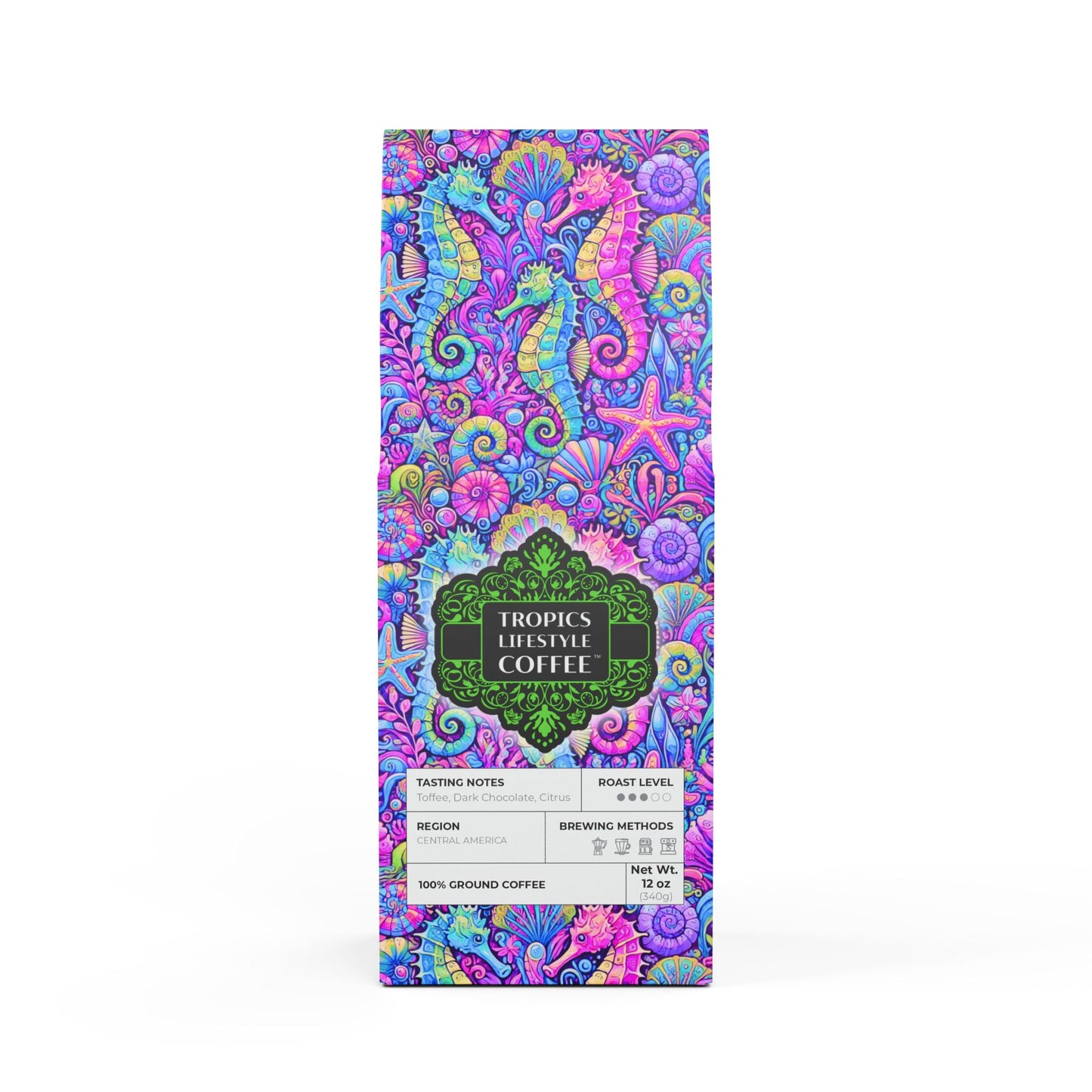 Citrus Bay Blend™ (Medium Roast) Specialty Grade Craft Coffee / Seahorse Trio, Fantasy Pop