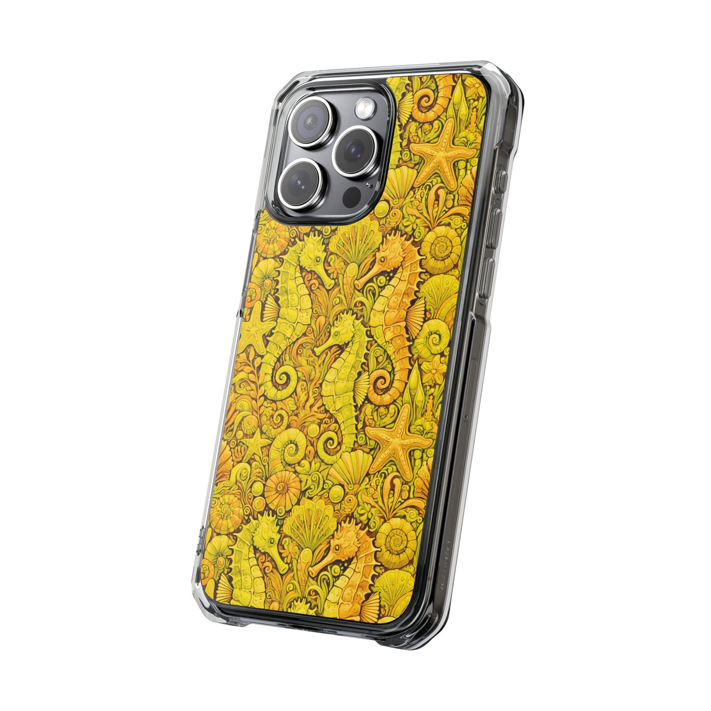 Seahorses/Yellow Magnetic Clear Phone Case, Many Models